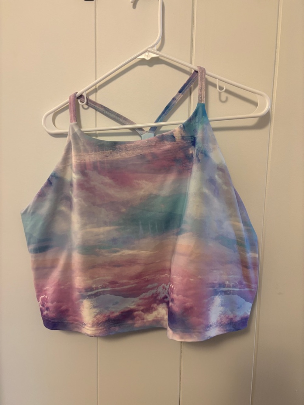 Old Navy Light Blue and Pastel Tie-Dye Active Cropped Bralette